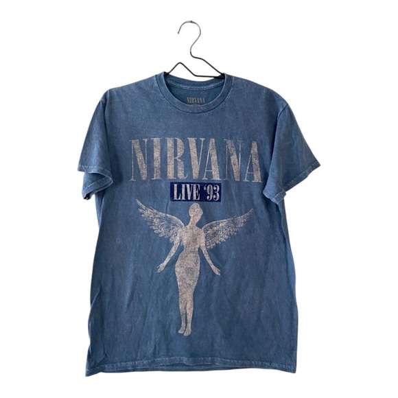 NIRVANA Tops - NIRVANA Blue In Utero Live 93 Concert T Shirt Angel Graphic Tee Unisex Medium